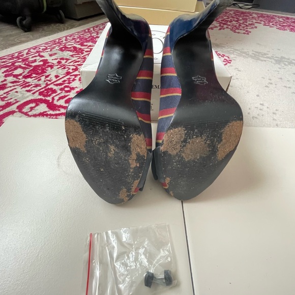 Steve Madden Navy and Red Covered Platform Peep Toe Pumps - Picture 5 of 14